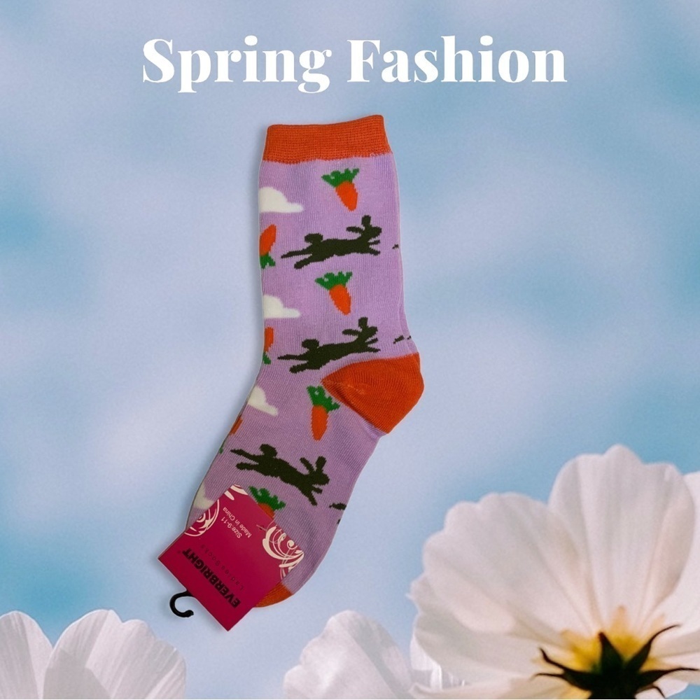 Everbright Easter Socks Women’s Bunny Crew Carrots 9-11 Purple Multicolor - Picture 13 of 14